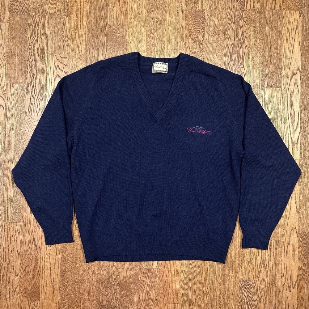 Vintage 90s Thomas Burberry Lambswool Wool Logo V Neck Sweater Mens Medium